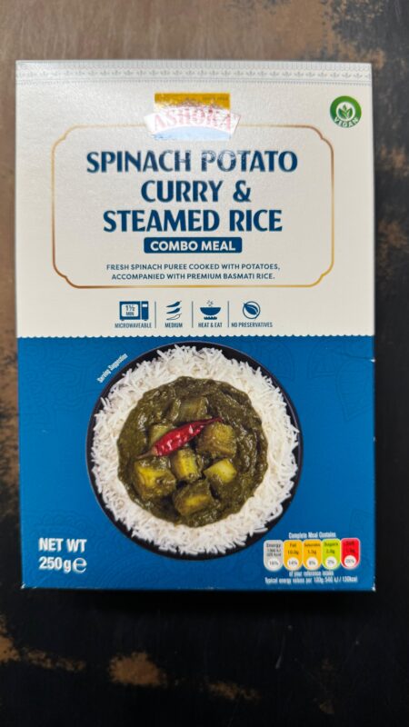 ASHOKA SPINACH POTATO CURRY & STEAMED RICE 250GM